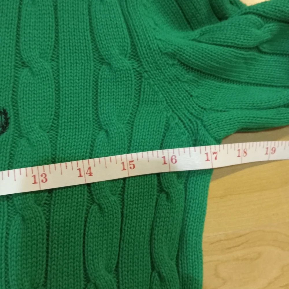 Green Cable Knit Ribbed V-Neck Sweater Medium Kelly Green - Picture 6 of 7